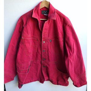 Vintage 2000 Red Denim Jean Jacket Lucky Brand Dungarees By Gene Montesano XL
